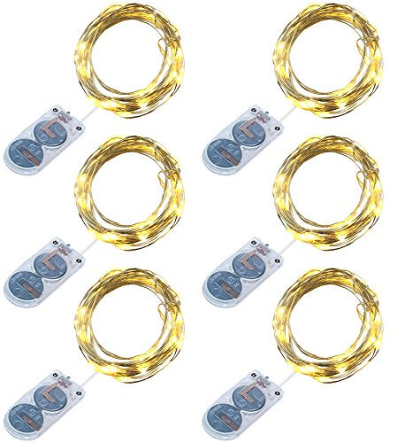 30er Micro LED Lichterketten mit Batterie,RcStarry(TM) 6er stück 10Ft/3M 30 LED Silberdraht Lichterkette Dekoration für Terrasse, Garten, Weihnachten, Hochzeit, Warmweiß - [Energieklasse A+]