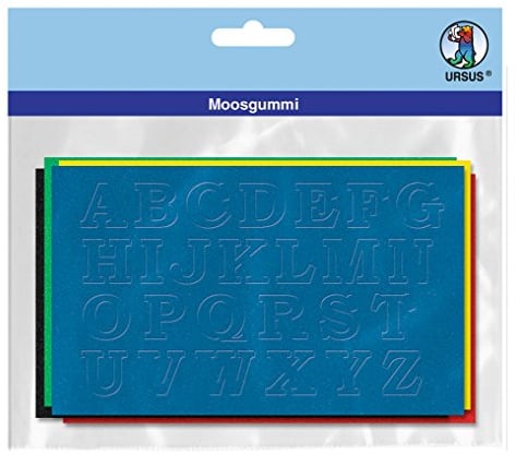 Ursus 8460099 - Moosgummi Buchstaben, 130 Stück in 5 verschiedenen Farben, ca. 1,5 x 1,5 cm, lichtbeständig, wasserfest, flexibel, knickfest, einfach zu kleben, ideal als Geschenk für die Einschulung