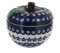 Blue Rose Polish Pottery Flowering Peacock Apple Baker