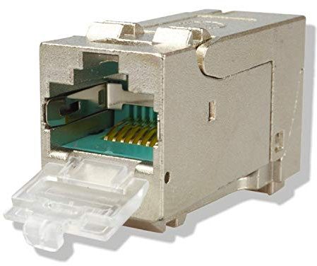 AIXONTEC Cat.6A Keystone Jack RJ45 Modul Buchse 500 Mhz 10Gbit vollgeschirmt- 180 Grad, werkzeuglose Montage, toolless, made in Europe