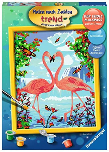 Ravensburger Malen nach Zahlen 28901 - Flamingo Love - Perfektes Malergebnis durch hochwertiges Künstlerzubehör, ohne Rahmen