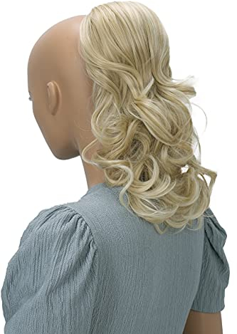 CAISHA 30cm Haarteil Mia Zopf Haarverlängerung mit Kordelverschluss Voluminös Gewellt Hellblond Mix PH217