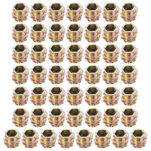 sourcing map 50Stk. Gewindeeinsatz Muttern Zinklegierung Innensechskant M6 Inner 10mm Länge