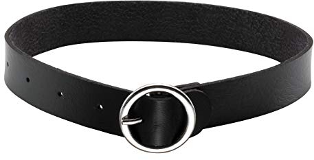 MILAKOO Schwarz PU Leder Punk Rock Gothic O-Ring Spike Rivets Choker Collier Halskette Schwarz