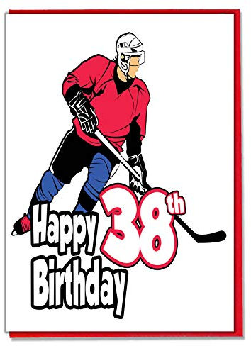 Ice Hockey Geburtstagskarte zum 38. Geburtstag, für Herren, Sohn, Enkel, Vater, Bruder, Ehemann, Freund, Freund