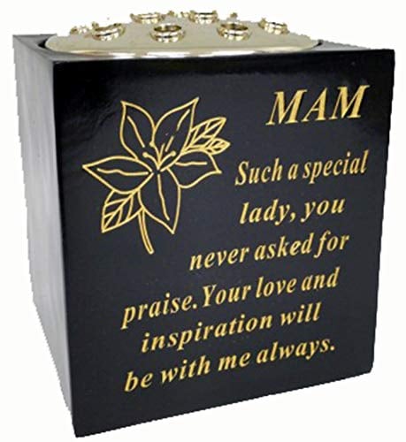 David Fischhoff Gedenkschale mit schwarzer Rose und goldener Aufschrift (Schwarz & Gold – Lilie, Mam)