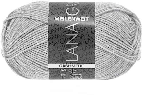LANA GROSSA Meilenweit 50g Cashmere | Sockenklassiker, waschmaschinenfest | Handstrickgarn aus 70% Schurwolle (superwash), 25% Polyamid & 5% Kaschmir | 50g Wolle zum Stricken & Häkeln | 210m Garn FB35