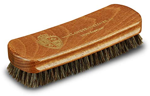Langer & Messmer - Cepillo textil para zapatos de piel lisa, asientos de coche y muebles, cerdas naturales de de crin, mango ergonómico, duradero y sostenible, fabricado en Alemania