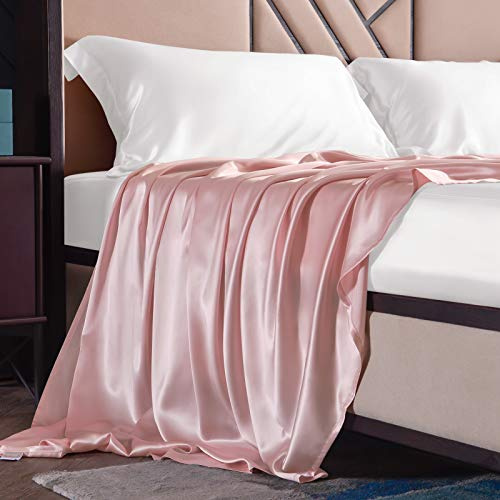 THXSILK Seide Betttuch/Bettlaken/Haustuch, Nahtlos Bezauberndes Rosa Seiden Bettlaken, 100% Reine 19 Momme Maulbeerseide Bettwäsche, 206x244 cm
