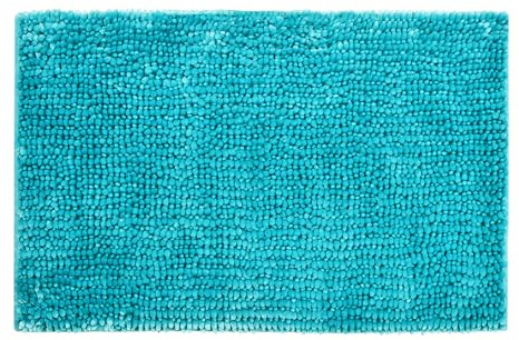 Bobli Super Soft Chenille Bobble Bath Mat Non Slip 50 x 80cm – Deep Pile, Ultra Absorbent, Quick Dry Bathroom Rug (Turquoise)