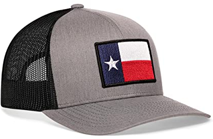 Texas Flaggenhut – Texas Trucker Hat TX Staatsflagge Snapback Baseball Cap Golf Hut - Grau - Einheitsgröße
