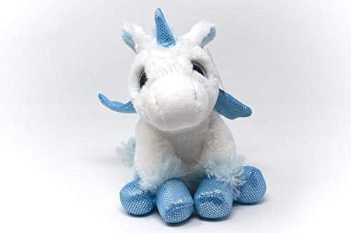 Kuscheltier - Einhorn - weiß/blau sitzend - 20 cm