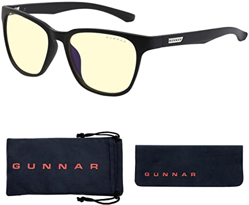Gunnar Gafas para Videojuegos y Ordenador | Berkeley, Color de Montura: Onyx, Tente de Tente de Lentes: Ámbar (Bloques 65% de Luz Azul y 100% de UV)| con filtro de Luz Azul | Lente Patentada