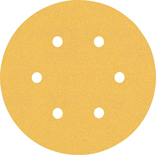 Bosch Professional 5x Carte Abrasive Expert C470 con 6 Fori per Legno Duro, Vernice su Legno, Ø 150 mm, Grana 120, Accessorio Levigatrice Rotoorbitale