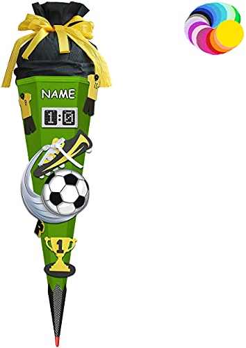 alles-meine.de GmbH Bastelset - Schultüte Farbe & Größe wählbar 70/85 / 100 cm - Fussball - inkl. Name - Farbe frei wählbar - Bastelschultüte - Zuckertüte zum selber Bastel..