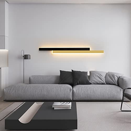 ANKBOY LED Wandleuchte Innen Dimmbar Gold Lichtleiste Wandlampe Up Down Wandbeleuchtung Lang Strip Wandlicht Wandstrahler Schwarz Warmweiß Schlafzimmer Wohnzimmer Flur Treppen,120cm