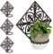 Relaxdays 4 x Blumenhalter Wand, Gusseisen, antik, Wandblumentopfhalter Garten, Ø 13 cm, dekorativ verziert, Dunkelbraun