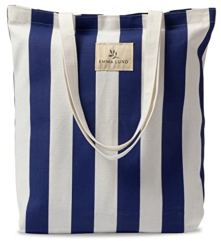 Emma Jonasson Damen Muster Jutebeutel, blau/weiß, XL