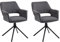 byLIVING Esszimmerstuhl Eleonore / 2er Set/Webstoff grau/Gestell Metall schwarz/Sitzschale 360° drehbar/Küchenstuhl gepolstert/Wohnzimmerstuhl/B 57, H 83,5, T 61, cm
