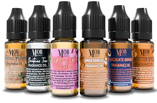6 x 10mL Luxury and Designer Fragrance Oil Sets - Highly Concentrated Suitable for Soaps, Bath Bombs, Candles, diffusers, Wax Melts and Sprays (Christmas Collection)