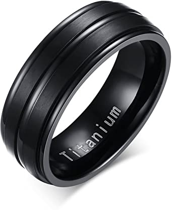 Musihy Herren Ring Schwarz Titan, Ring Mann Schwarz Herrenring 65 Ring Herren Gebürstet Schmuck Ringe