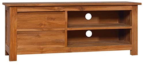 MOONAIRY TV-Schrank, Fernsehtisch, Tv Lowboard, Fernsehschrank, Tv Bank, Tv Table, Tv Kommode, Tv Board, 100x30x40 cm Teak Massivholz