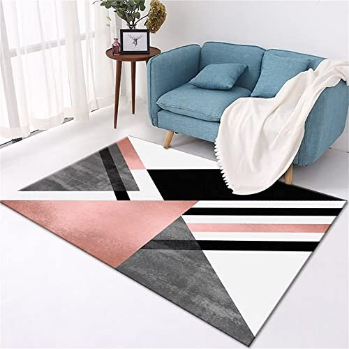 RUGMRZ Tapis Enfant Garcon 60 x 100 cm Tapis D Eveil Bebe Moderne Simple Gris Rose Motifs géométriques faciles à Entretenir Tapis Deveil
