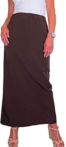 icecoolfashion Women's Elasticated Waist Maxi Skirt Ladies Smart Elegant Full Length Straight Skirt Brown (10)