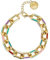 SINGULARU - Pulsera Link Rainbow Enamel. Latón con Acabado en Baño de Oro de 18 Kt. Cadena de Eslabones Macizos Grandes Esmaltados de Colores. Joyas para Mujer