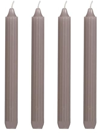 comforder COMFORDER Stabkerzen Set, 4x Tafelkerzen einfarbig + gerippt, 20cm, 7 Stunden Brenndauer (Taupe)