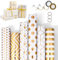 MOOKLIN ROAM 6 Rouleaux de Papier d'Emballage de Cadeau, Rouleau Papier Cadeau Noël avec Rubans, 3M x 43cm par Rouleau, Impression Dorée pour Anniversaire, Mariage, Cadeau De Naissance