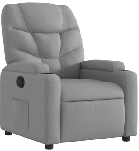 vidaXL Relaxsessel, Sessel mit Liegefunktion, Fernsehsessel Verstellbare Rückenlehne, Liegesessel Ruhesessel Polstersessel, Hellgrau Stoff