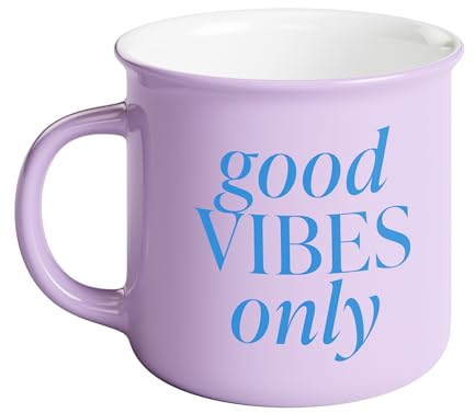 Sweet Water Decor Good Vibes Only Coffee Mug - 11oz Ceramic Campfire Style Coffee Cup - Dishwasher and Microwave Safe - Engagement and Bridal Shower Gifts for Brides