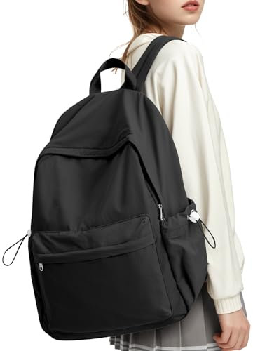 hapfoxx Zaini Scuola Superiore Ragazza Zaino per la Scuola Media Zaino Università Leggero Laptop Backpack Women Casual Daypack College Bag for Girls Zaini Adolescenti Quotidiano Zainetto,Nero