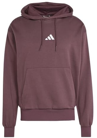 Adidas Uomo Essentials FEELCOZY Fleece Hoodie, Aurora Ruby/White, XS