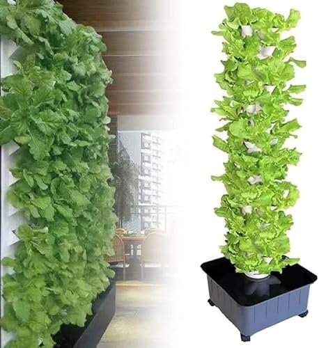 QXHDPYMXZ 15 Etagen, 45 Löcher, Hydrokultur-Turm-Set,Hydrokultur-Anbauset, Aquaponik-Anbausystem, Abnehmbare Pp-Besiedlungsbecher, Farm-Gewächshaus-Hydrokultur-Anbausystem, für Kräuter und Gemüse