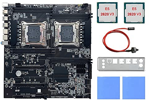 Sefdrert X99 Dual-Socket Scheda Madre con E5-2620V3 CPU+Pad Termico+ Interruttore+Lunetta LGA2011-3 Dual CPU DDR4 RAM Slot 8XSATA2.0