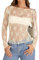 Rapbin Mesh Top Long Sleeve Women Sexy See Through Tops Sheer Lace Blouse Shirts Night Out Top Clothes Cream M