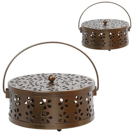 HJIAMA 2 Pièces Support Encens, Construction Creuse, Fer Classique Spirale Moustique, Coupe-Vent Porte Encens, sûr Portable, Adapté Maison, Camping et aux Voyages