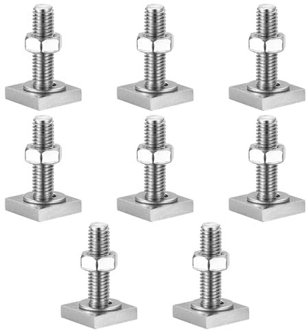 8 Pcs T Track Bolts, M8 x 30 mm Roof Rack Bolt, T Track Adapter Bolt, T-Nut Adapter T-slot Adaptor Bolts and Nuts Set with Washers, for Rail Carrier(M8, Square)