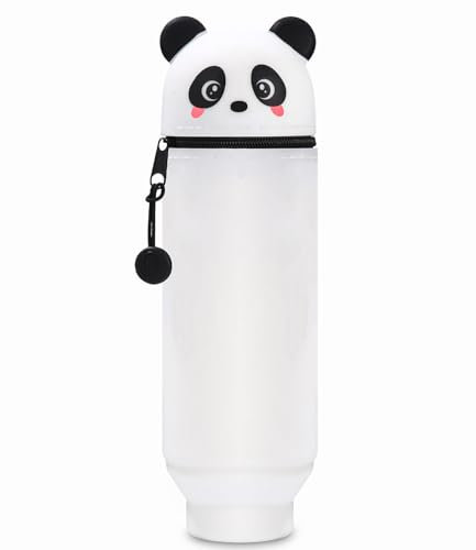 Xespis Federmäppchen Reißverschluss, 2-in-1 Standmäppchen, Teleskopisch Mäppchen Etui Stifte, Schüttelpenal Teenager, Federtasche, Tischstifthalter, für Mädchen Geschenke 7 8 9 10 11 12Jahre (Panda)
