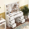 Puselo Dressing Table with Mirror and Stool,White Vanity Desk with 7 Drawers & 4 Storage Shelves, 3 Color Modes & Adjustable Brightness,White Makeup Vanity Set for Bedroom