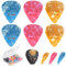 15 Pack rutschfeste Gitarrenplektren, 3 verschiedene bunte Celluloid-Gitarrenplektren, 0.46 0.71 0.96mm, dünn, mittel, schwer, mit Gitarrenplektrenhalter und Aufbewahrungsbox, für Gitarre, Bass.
