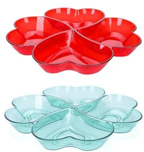 imposyu 4 Pezzi Piatto da Snack Vassoio Aperitivo con 4 Scomparti in Plastica Riutilizzabile Trasparenti Piatto a Scomparti per Snack Antipasti Frutta Dessert (27,5 x 3 cm)
