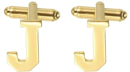 PATIKIL Gemelos con inicial, diseño clásico del alfabeto de acero inoxidable para hombre, 26 letras A-Z con caja para hombres, padre, marido, bodas, regalo de negocios, cumpleaños