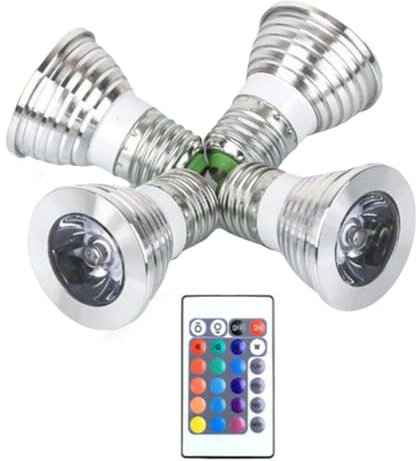 PAGJHRFJG 4 STK. E27 Lampen und 1 Fernbedienung mit Speicherfunktion, 17 Farben Wechselbare Spot-Lichter, 4 Dynamische Beleuchtungsmodi, Spotlight