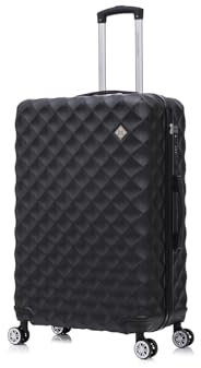 Preston Morgan Suitcase Large on 4 Dual Spinner Wheels Super Lightweight ABS Hard Shell Hold Check in with Built-in TSA Lock (Black, 109 Liter)