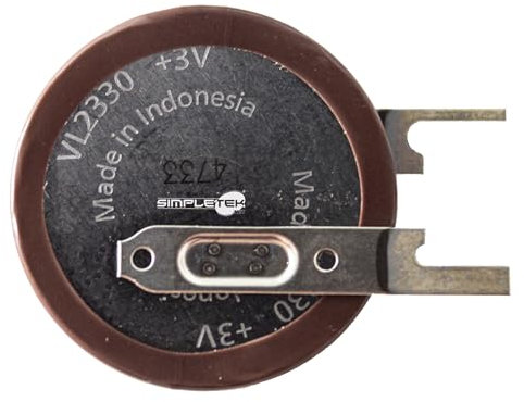 SIMPLETEK - Batteria VL2330 a Bottone Ricaricabile 3V Pila con Connettori da Saldare Contatti Piatti (1 pezzo)