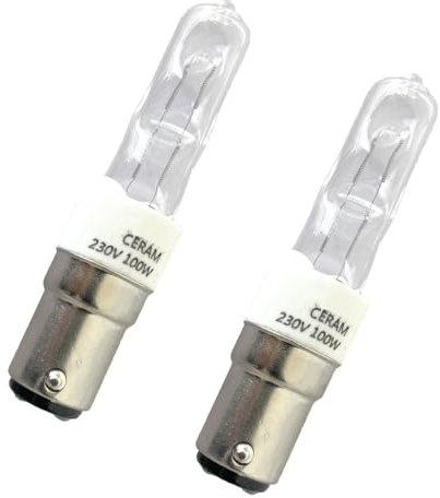 ShuoHui Halogen Bulb B15d 100W Dimmable, AC230V, 1100LM Warm White 2700K, Clear Halogen Lamp B15 for Ceiling Light, Cabinet Light, Wall Lamp (2)