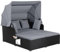 GIANTEX Sonneninsel Sonnenliege Set Rattan, Gartenliege 2 Personen mit faltbarem Sonnendach, Doppelliege Liegeinsel mit klappbaren Tablett & Kissen, Gartenlounge Gartenmuschel Daybed Outdoor (Grau)